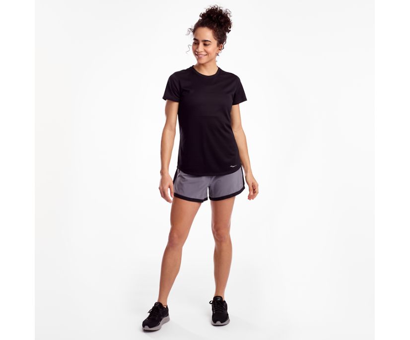 Women's Saucony Stopwatch Short Sleeve Shirts Black | Singapore 300FDNM